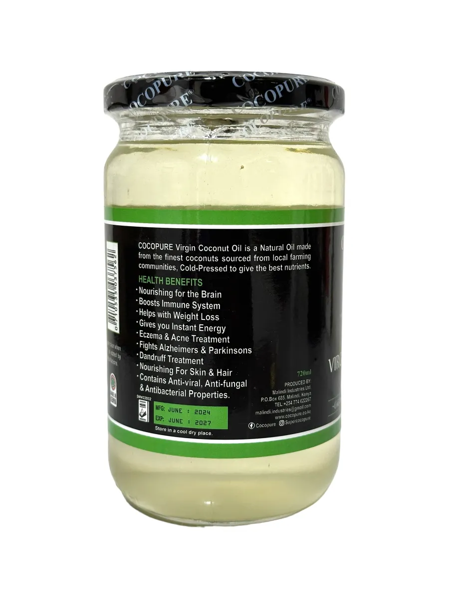 COCOPURE Virgin Coconut Oil 720ml - Image 3